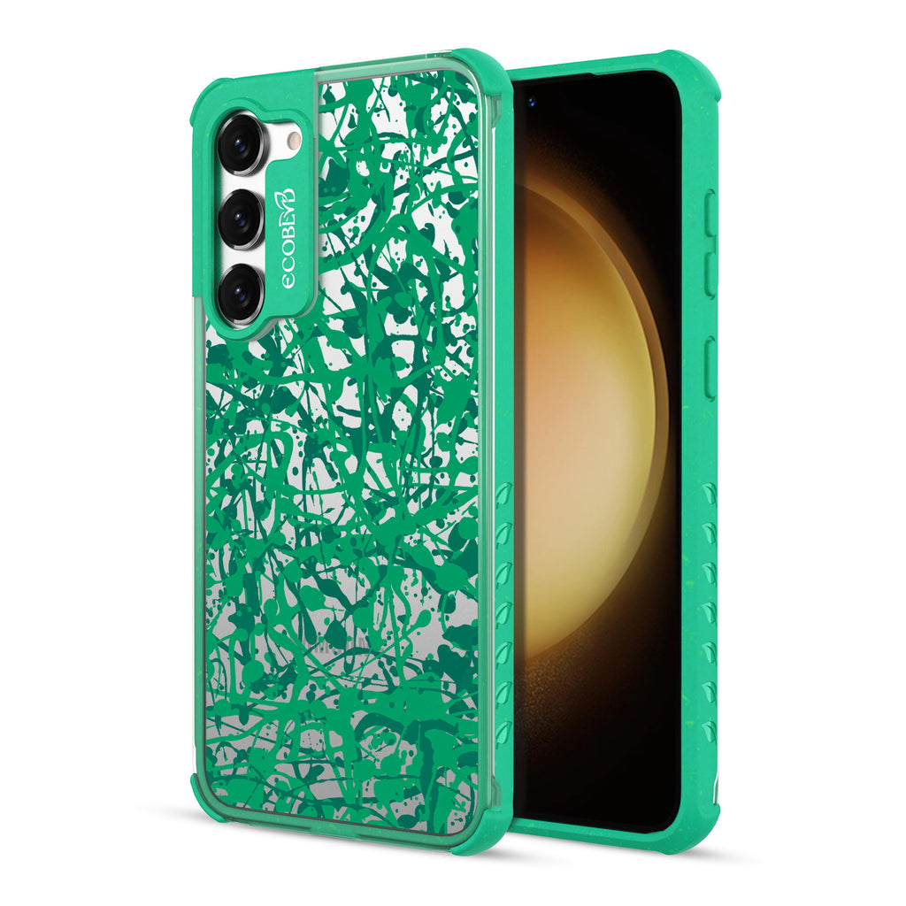 Visionary - Back View Of Green & Clear Eco-Friendly Galaxy S23 Case & A Front View Of The Screen