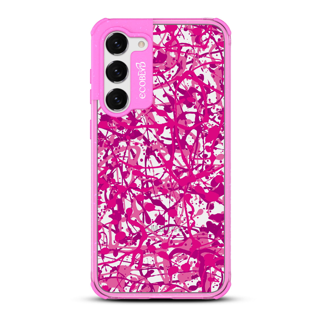 Visionary - Pink Eco-Friendly Galaxy S23 Case With An Abstract Pollock-Style Painting On A Clear Back