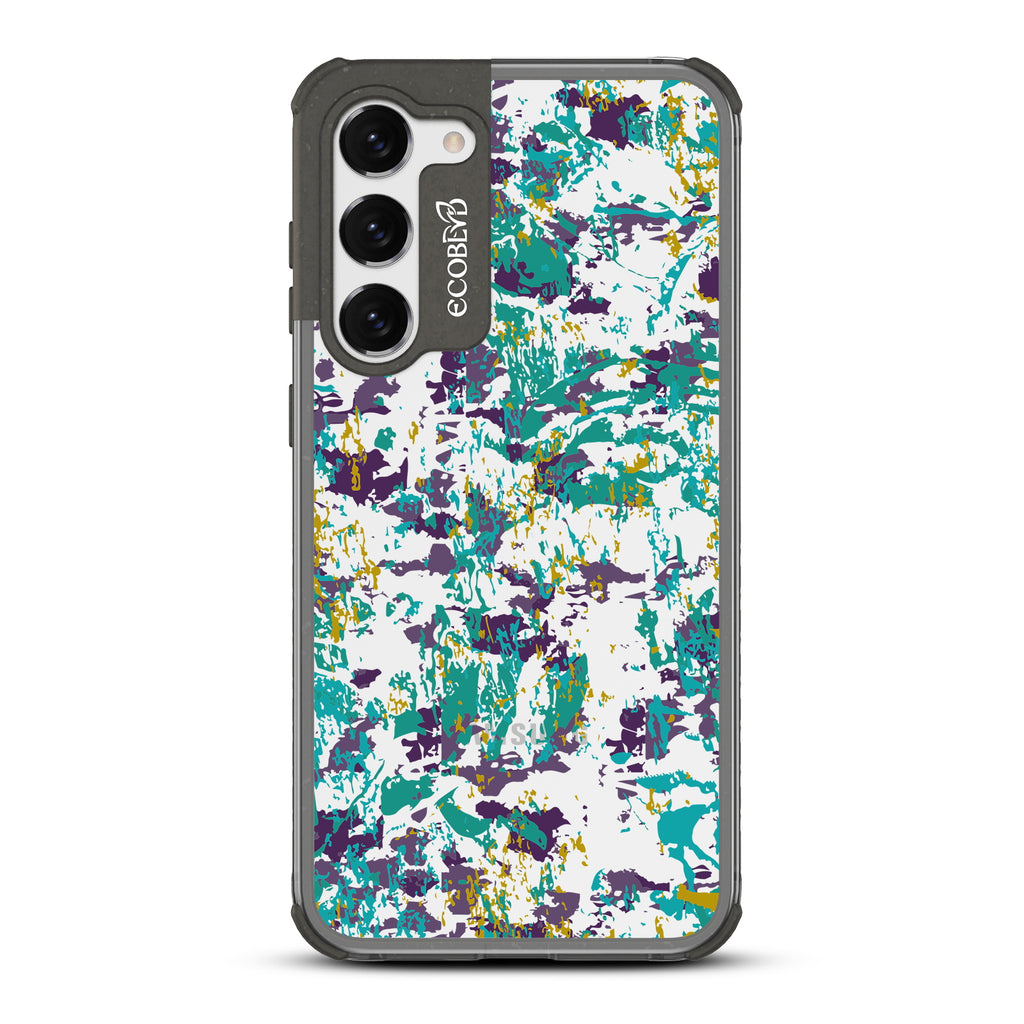 Paint The Town - Black Eco-Friendly Galaxy S23 Case With Abstract Expressionist Paint Splatter On A Clear Back