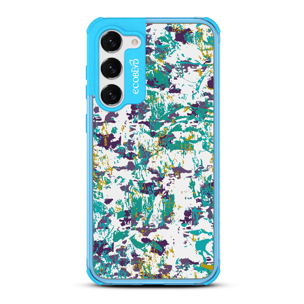 Paint The Town - Blue Eco-Friendly Galaxy S23 Case With Abstract Expressionist Paint Splatter On A Clear Back