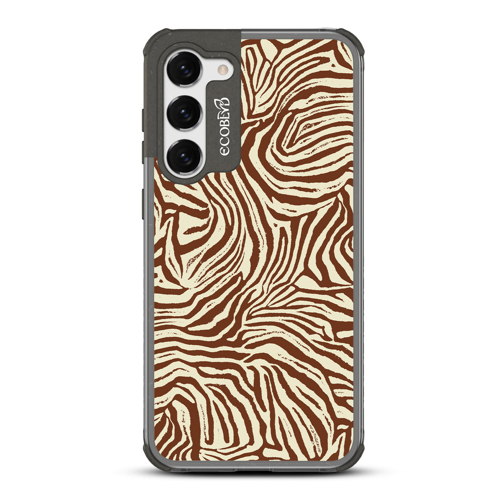 Wear Your Stripes - Black Eco-Friendly Galaxy S23 Plus Case With Brown Zebra Print On A Clear Back