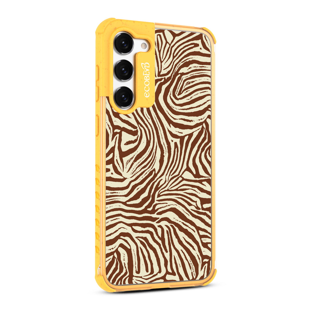 Wear Your Stripes - Left-side View Of Yellow & Clear Eco-Friendly Galaxy S23 Plus Case
