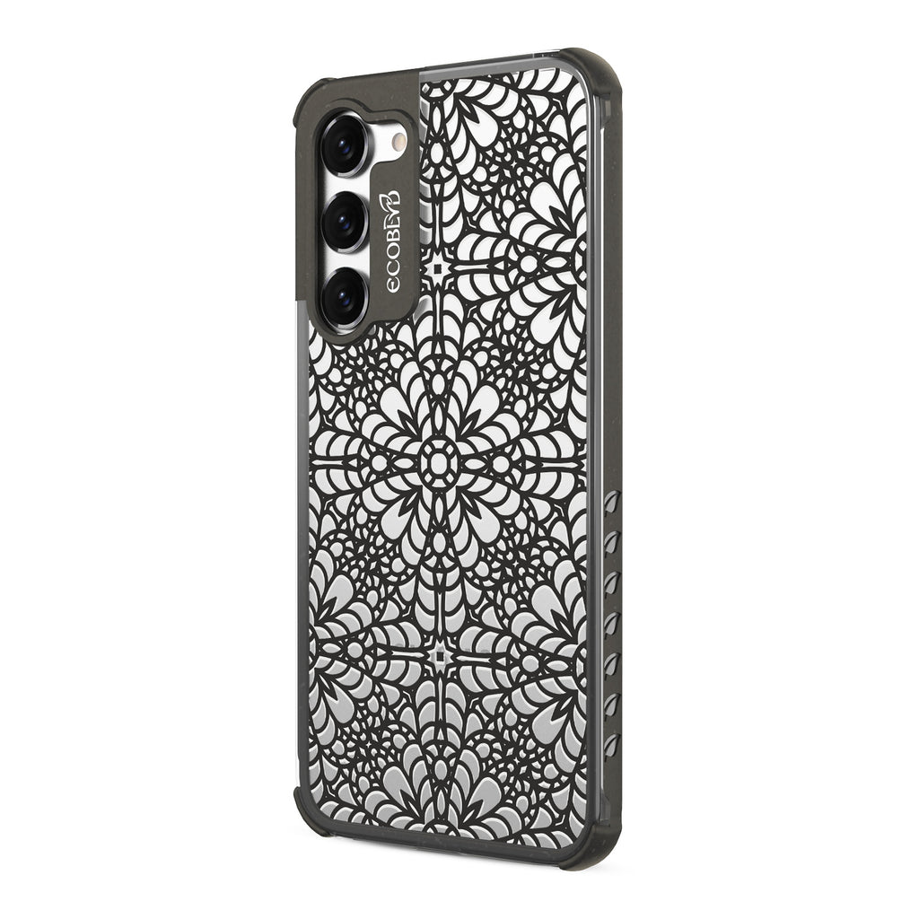 A Lil' Dainty - Right-side View Of Black & Clear Eco-Friendly Galaxy S23 Case