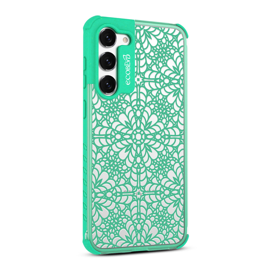 A Lil' Dainty  - Left-side View Of Green & Clear Eco-Friendly Galaxy S23 Case