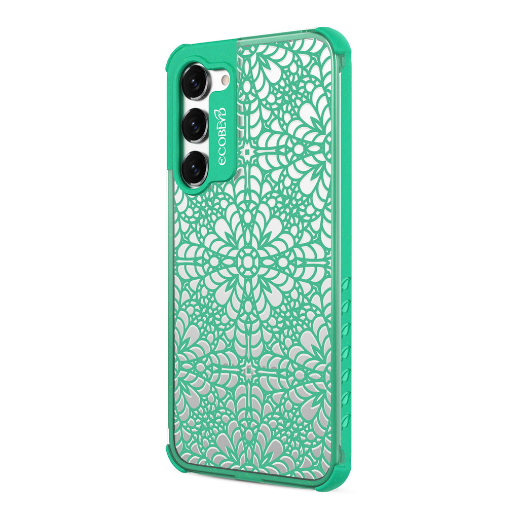A Lil' Dainty - Right-side View Of Green & Clear Eco-Friendly Galaxy S23 Case