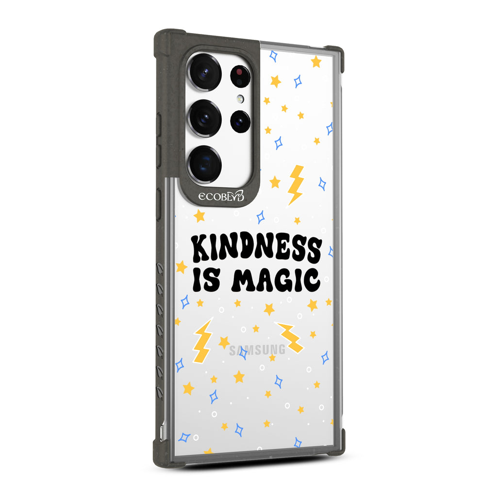  Kindness Is Magic - Left-side View Of Black & Clear Eco-Friendly Galaxy S23 Ultra Case