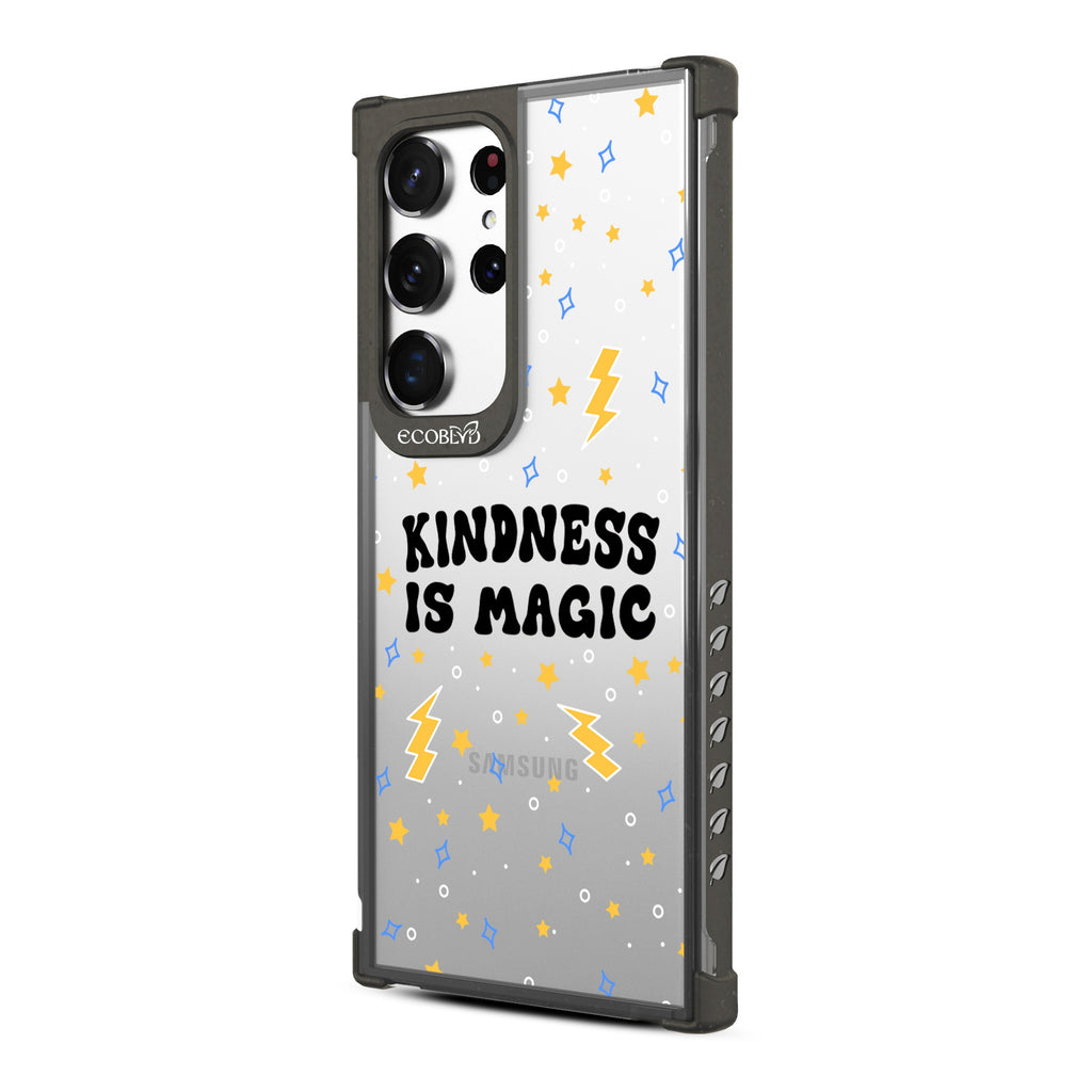Kindness Is Magic - Right-side View Of Black & Clear Eco-Friendly Galaxy S23 Ultra Case