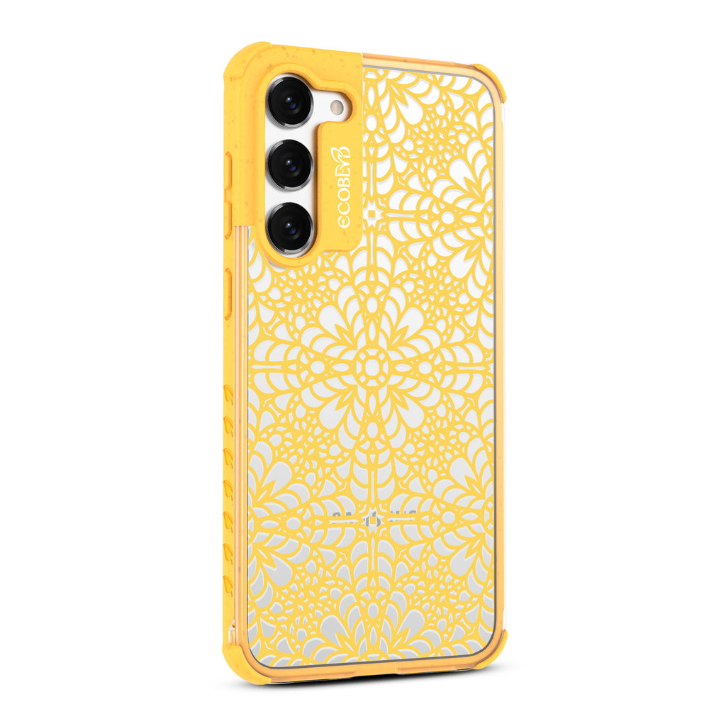 A Lil' Dainty  - Left-side View Of Yellow & Clear Eco-Friendly Galaxy S23 Case