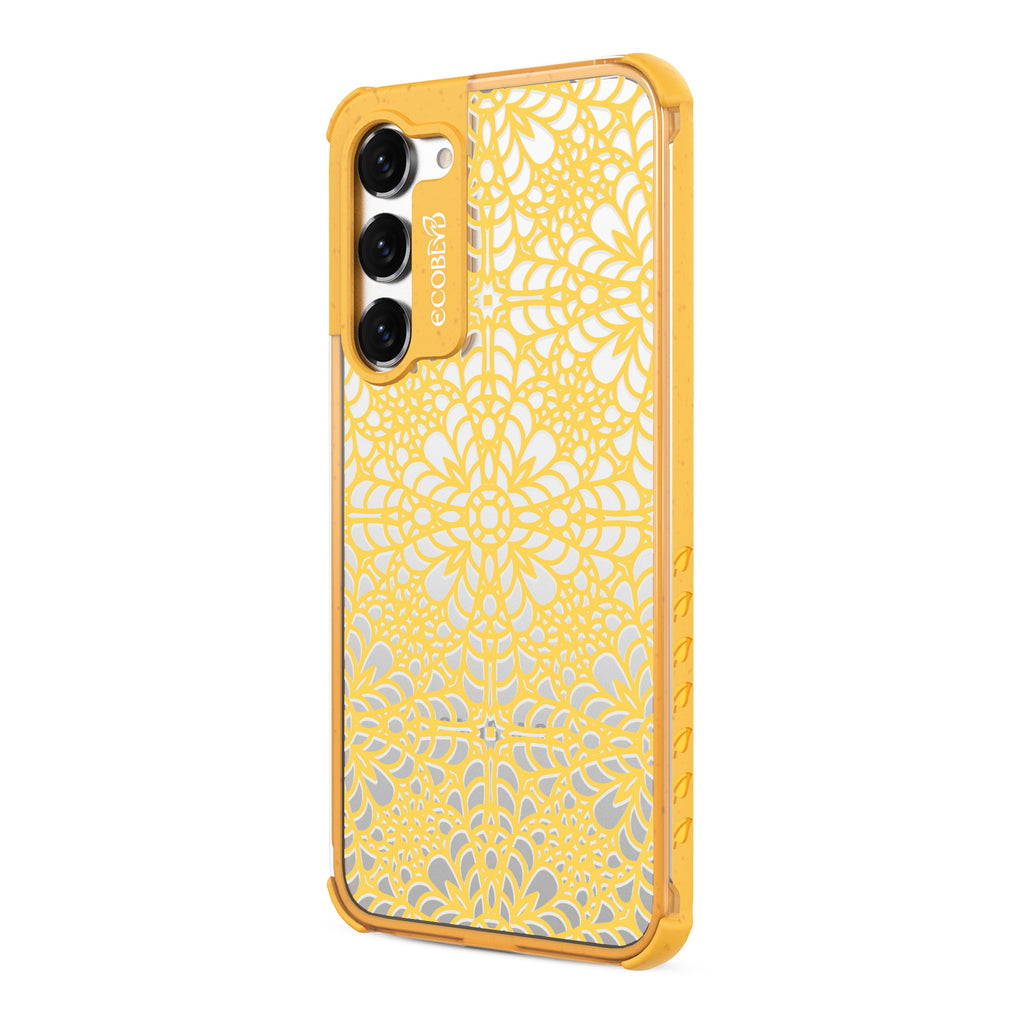 A Lil' Dainty - Right-side View Of Yellow & Clear Eco-Friendly Galaxy S23 Case