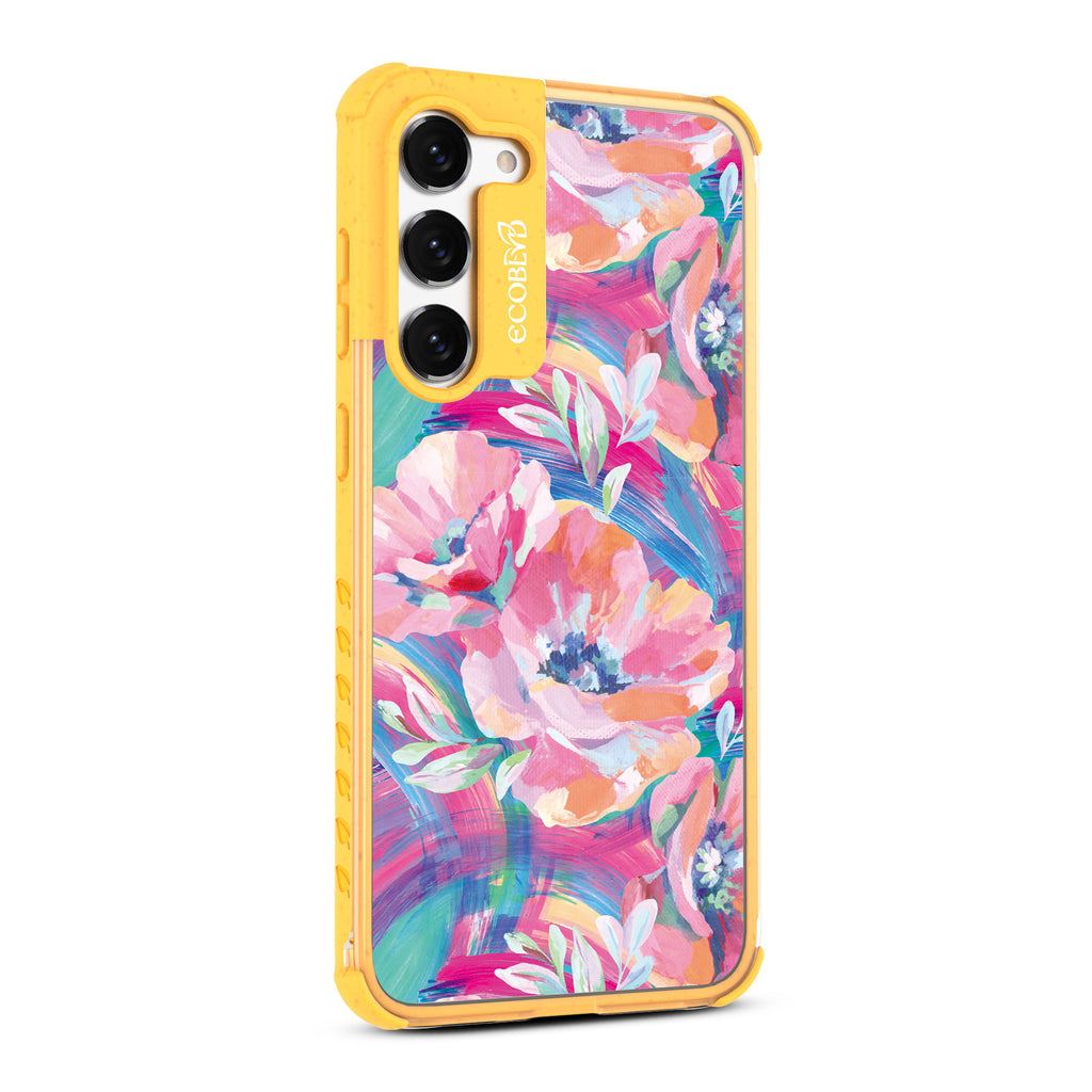 Pastel Poppy - Left-side View Of Yellow & Clear Eco-Friendly Galaxy S23 Plus Case