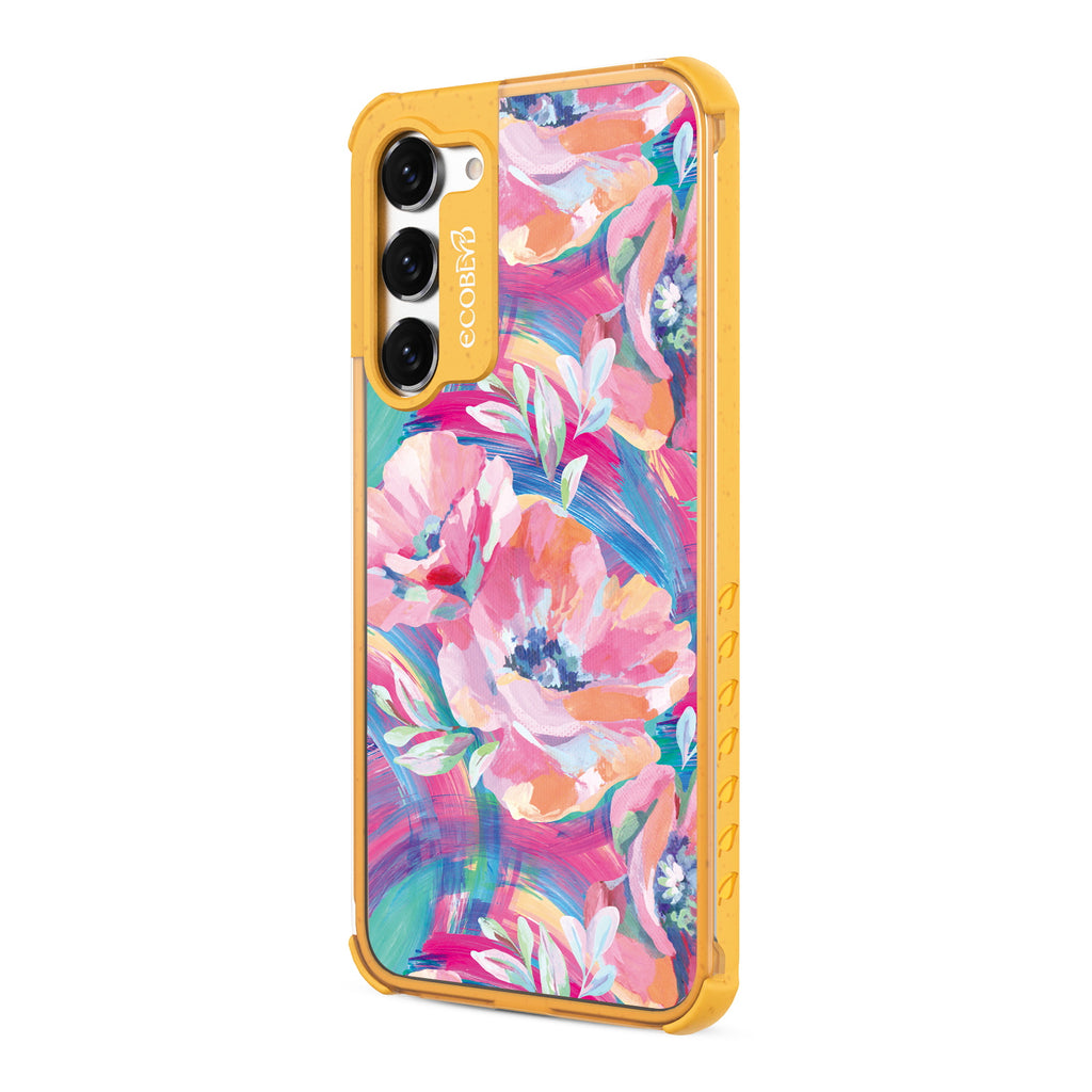 Pastel Poppy - Right-side View Of Yellow & Clear Eco-Friendly Galaxy S23 Case