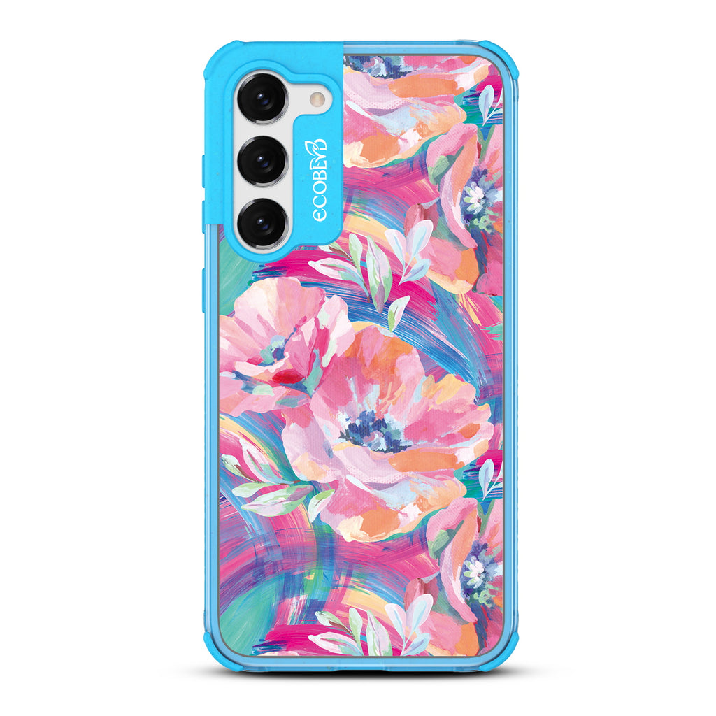  Pastel Poppy - Blue Eco-Friendly Galaxy S23 Plus Case With A Pastel-Colored Abstract Painting Of Poppies On A Clear Back