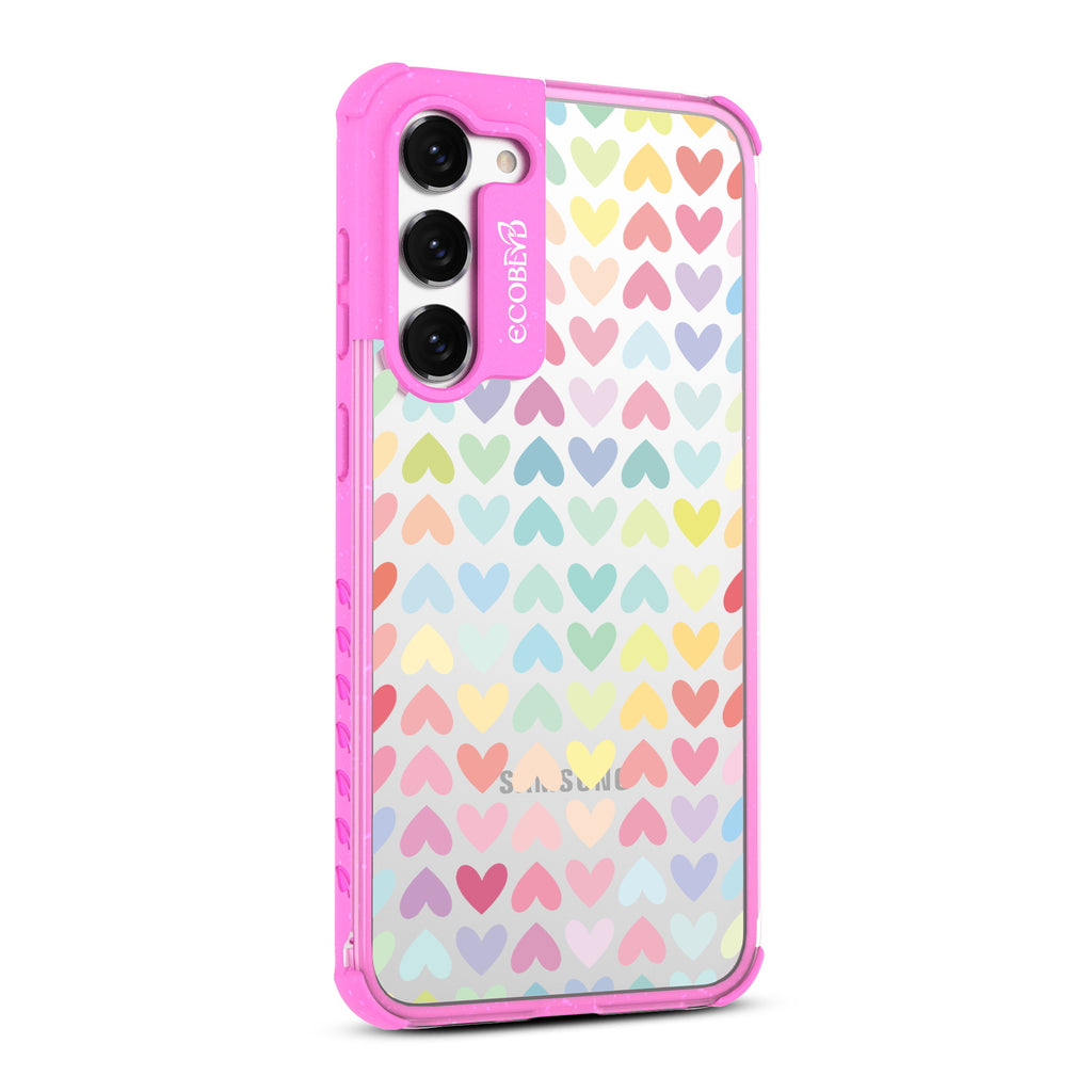 Love Is Love - Left-side View Of Pink & Clear Eco-Friendly Galaxy S23 Case