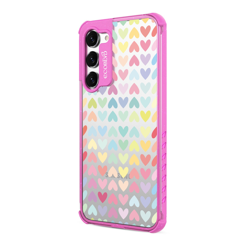 Love Is Love - Right-side View Of Pink & Clear Eco-Friendly Galaxy S23 Case