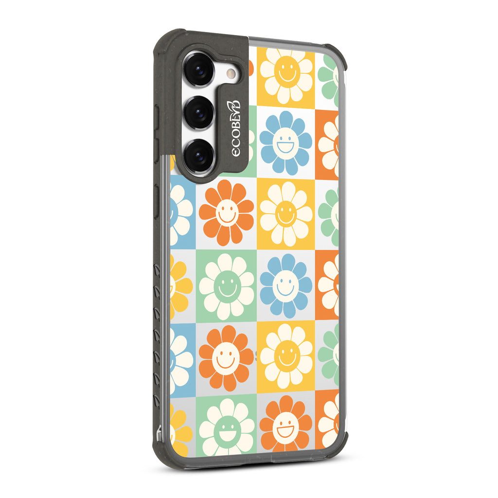 Flower Power - Left-side View Of Black & Clear Eco-Friendly Galaxy S23 Case