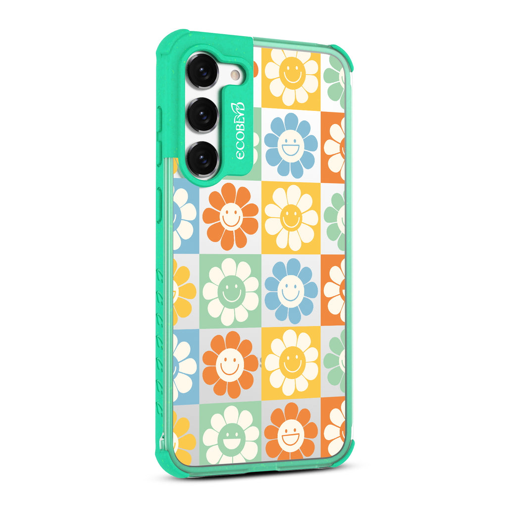 Flower Power - Left-side View Of Green & Clear Eco-Friendly Galaxy S23 Case