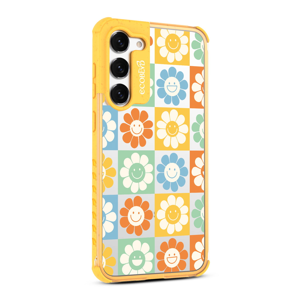 Flower Power - Left-side View Of Yellow & Clear Eco-Friendly Galaxy S23 Case