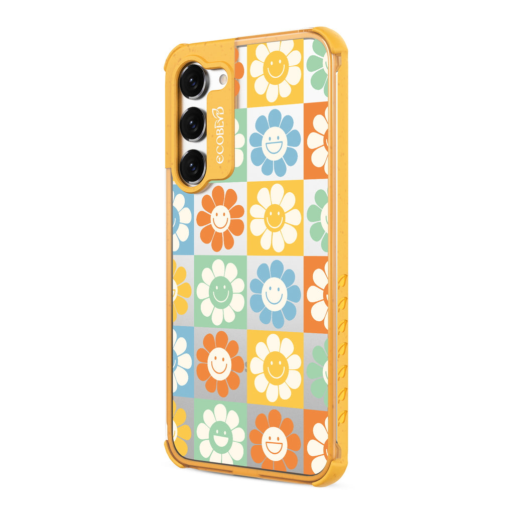 Flower Power - Right-side View Of Yellow & Clear Eco-Friendly Galaxy S23 Case