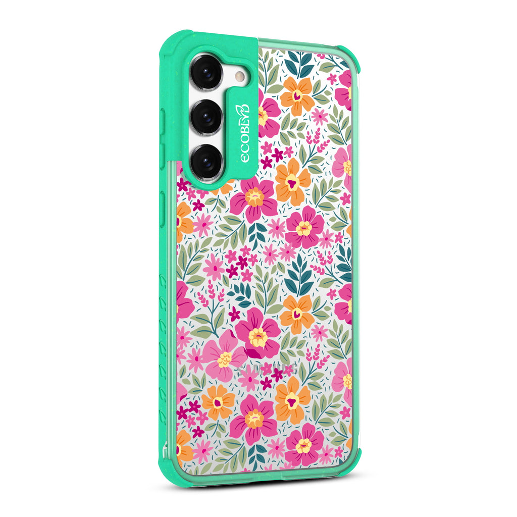 Wallflowers - Left-side View Of Green & Clear Eco-Friendly Galaxy S23 Plus Case