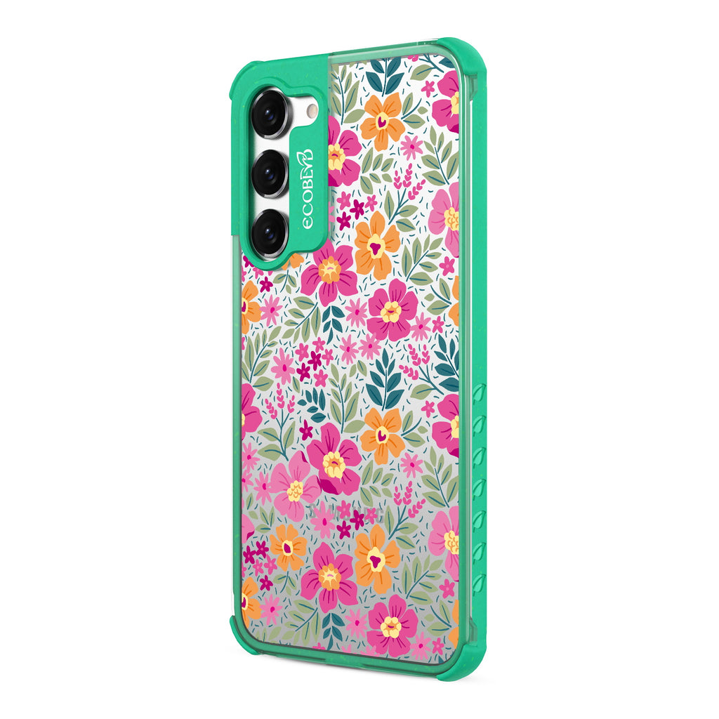 Wallflowers - Right-side View Of Green & Clear Eco-Friendly Galaxy S23 Case