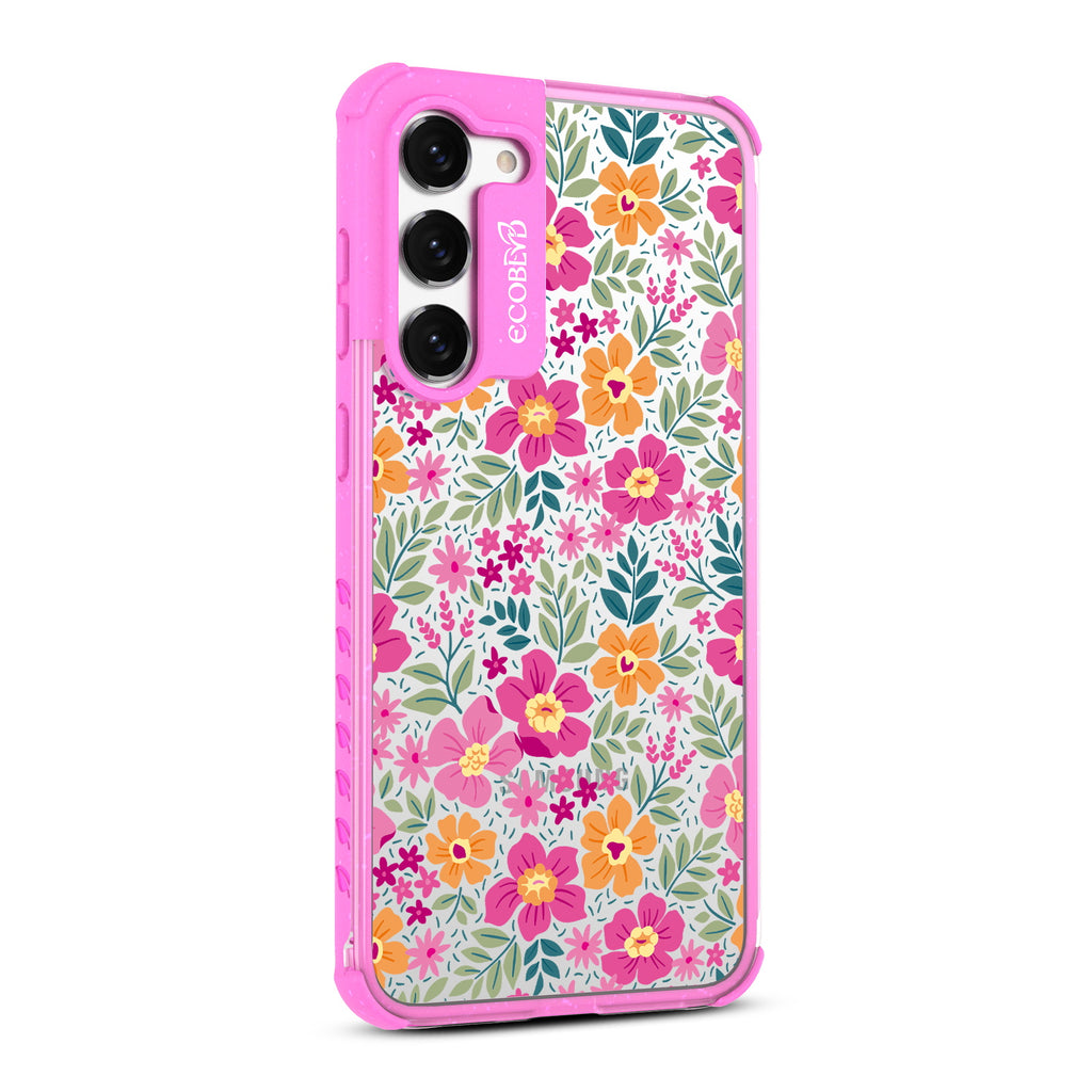 Wallflowers - Left-side View Of Pink & Clear Eco-Friendly Galaxy S23 Case
