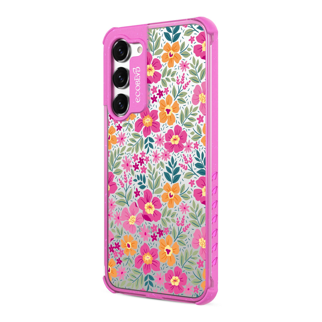 Wallflowers - Right-side View Of Pink & Clear Eco-Friendly Galaxy S23 Case