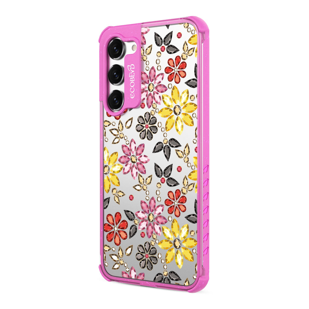 Bejeweled  - Right-side View Of Pink & Clear Eco-Friendly Galaxy S23 Case