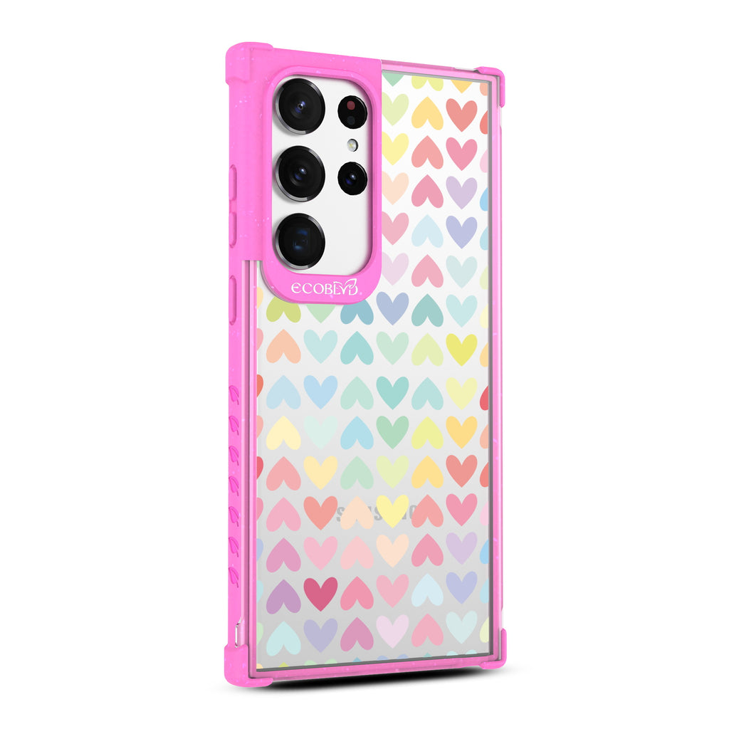 Love Is Love - Left-side View Of Pink & Clear Eco-Friendly Galaxy S23 Ultra Case