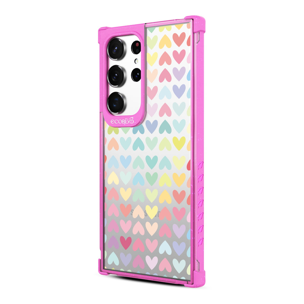 Love Is Love - Right-side View Of Pink & Clear Eco-Friendly Galaxy S23 Ultra Case
