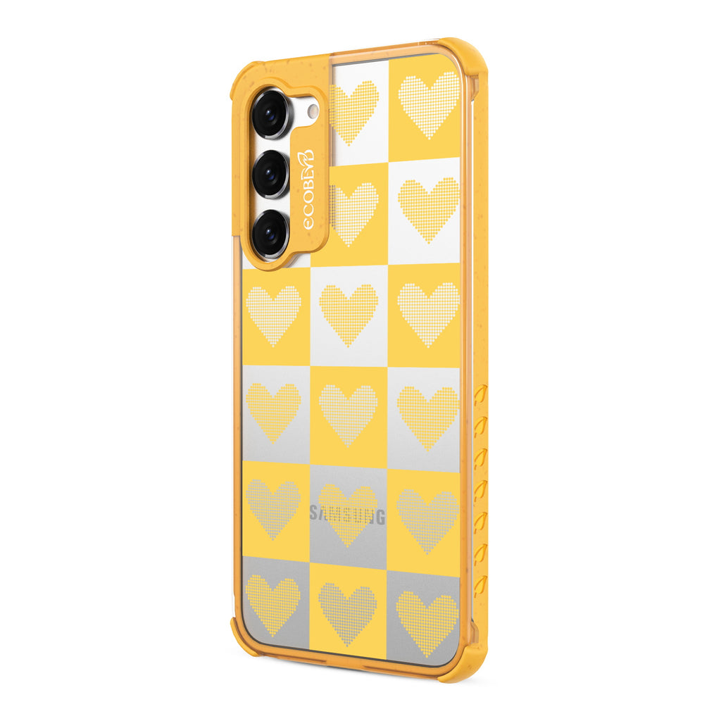 Quilty Pleasures - Right-side View Of Yellow & Clear Eco-Friendly Galaxy S23 Case