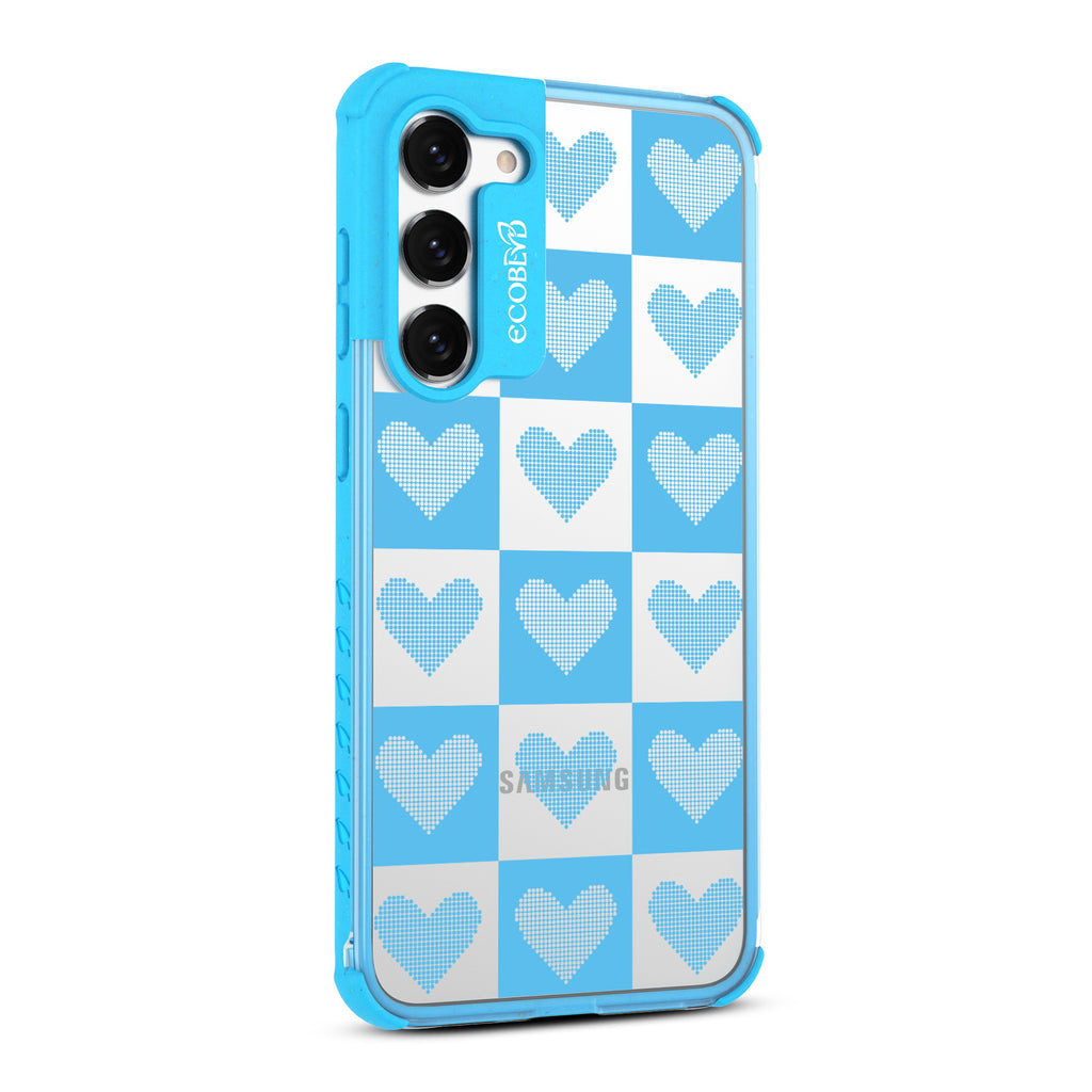 Quilty Pleasures - Left-side View Of Blue & Clear Eco-Friendly Galaxy S23 Case