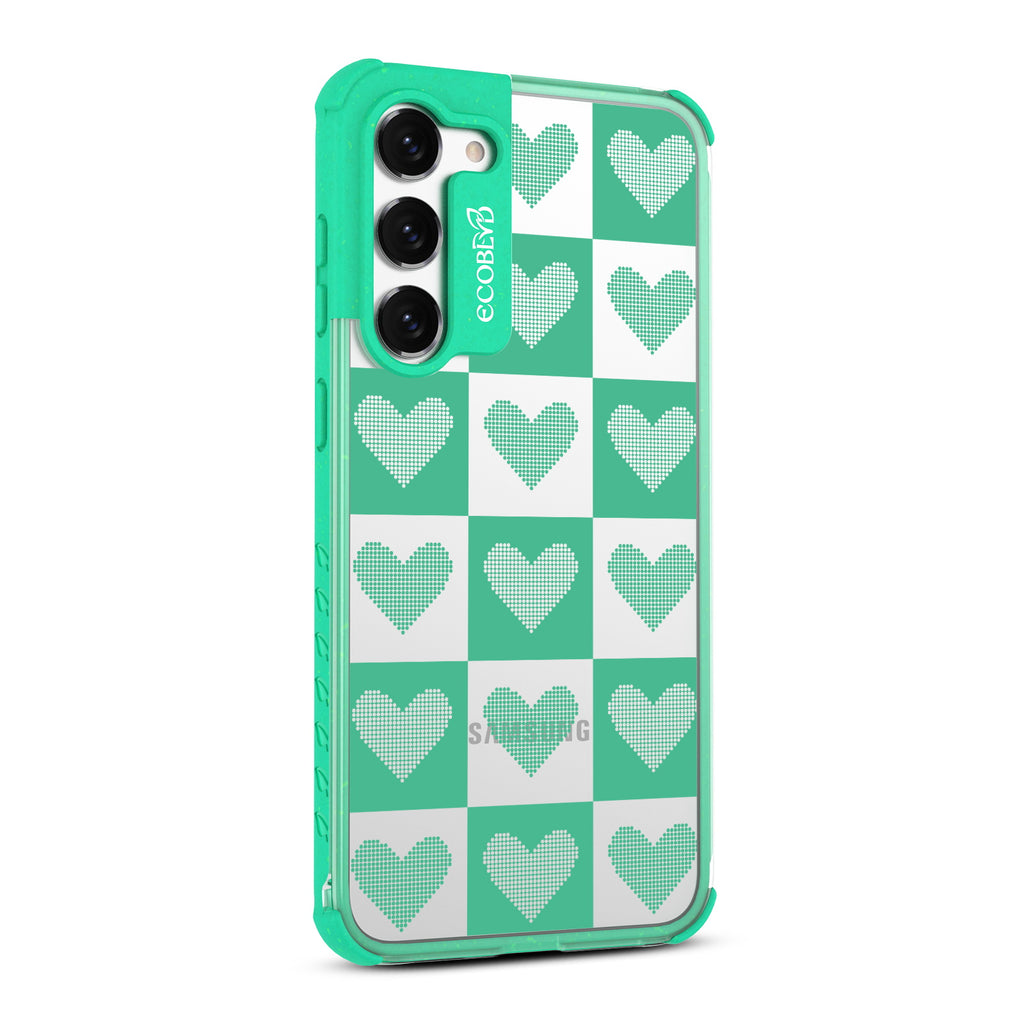 Quilty Pleasures - Left-side View Of Green & Clear Eco-Friendly Galaxy S23 Case