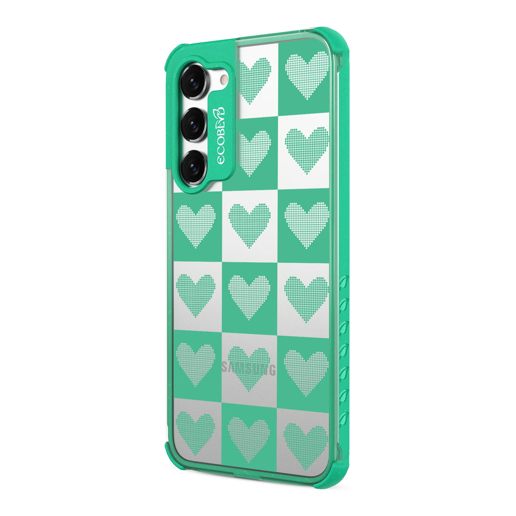 Quilty Pleasures - Right-side View Of Green & Clear Eco-Friendly Galaxy S23 Case
