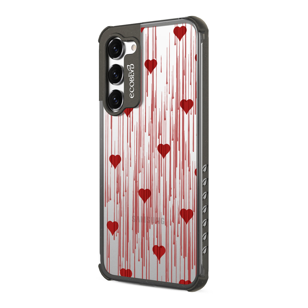 Bleeding Hearts  - Right-side View Of Black & Clear Eco-Friendly Galaxy S23 Case