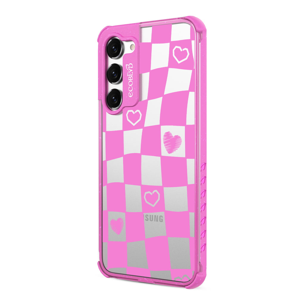 Reality Check - Right-side View Of Pink & Clear Eco-Friendly Galaxy S23 Case