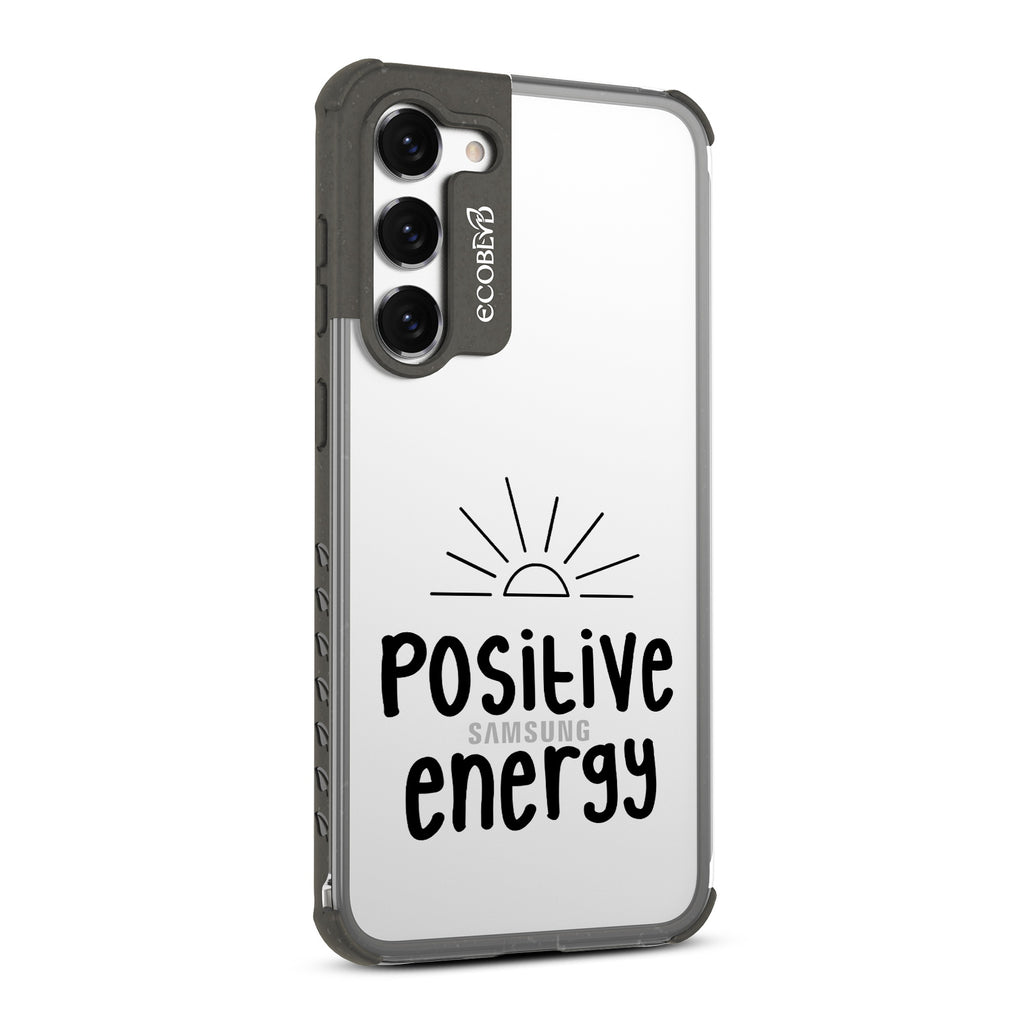 Positive Energy - Left-side View Of Black & Clear Eco-Friendly Galaxy S23 Plus Case