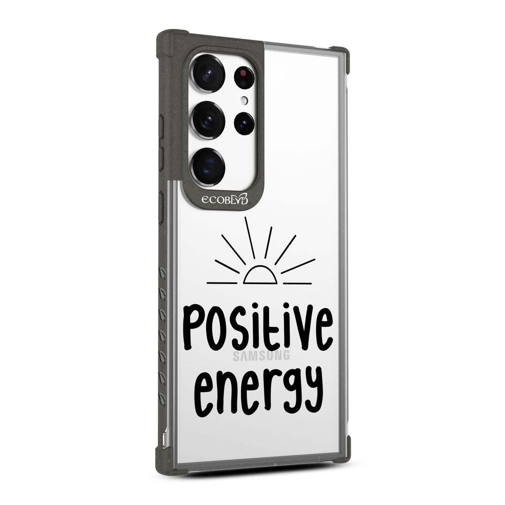Positive Energy - Left-side View Of Black & Clear Eco-Friendly Galaxy S23 Ultra Case