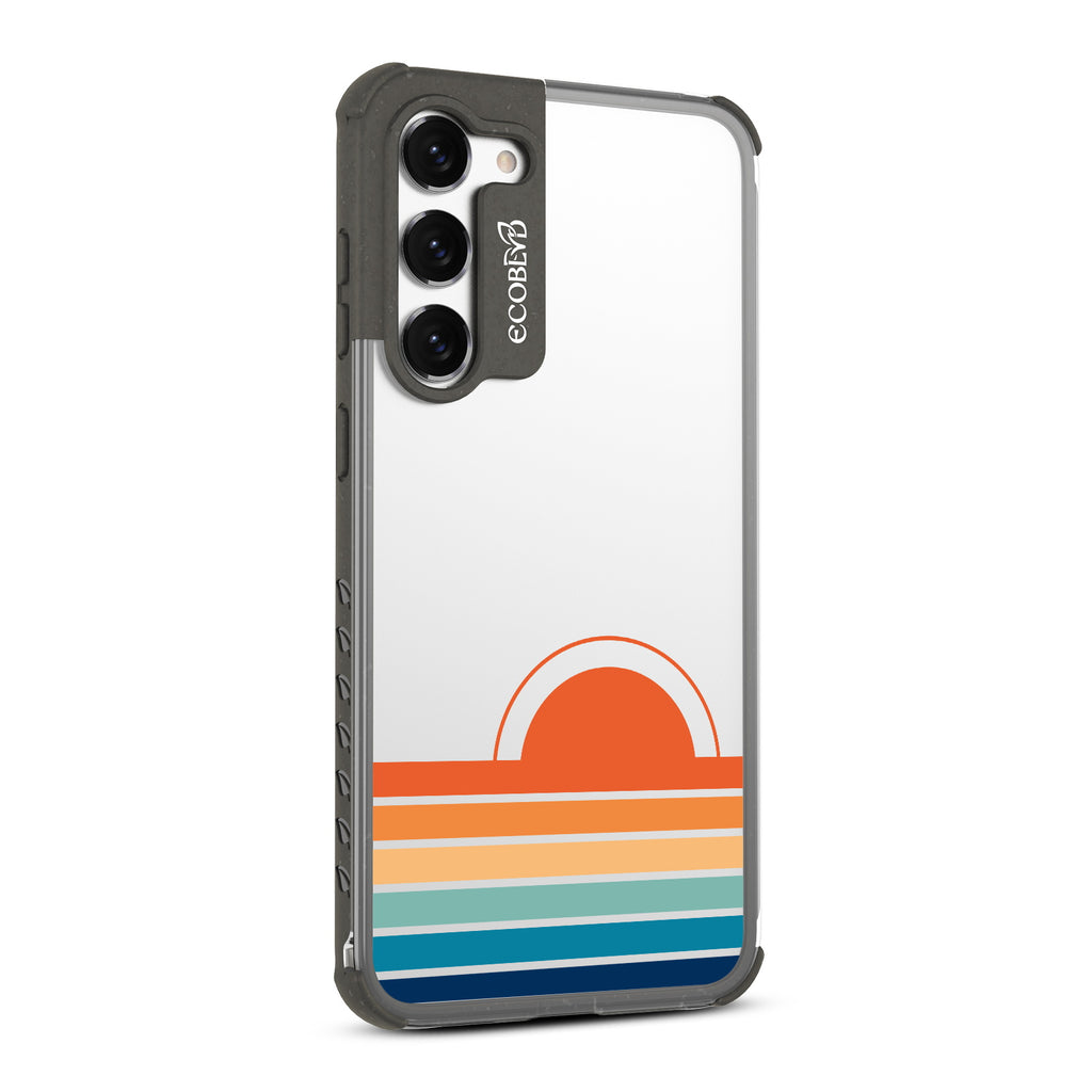 Rise N’ Shine - Left-side View Of Black & Clear Eco-Friendly Galaxy S23 Case