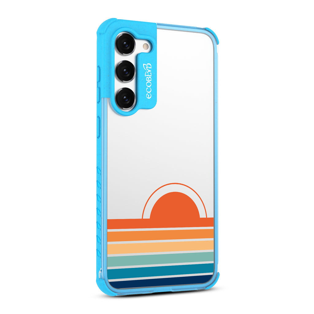 Rise N??????Shine - Left-side View Of Blue & Clear Eco-Friendly Galaxy S23 Case