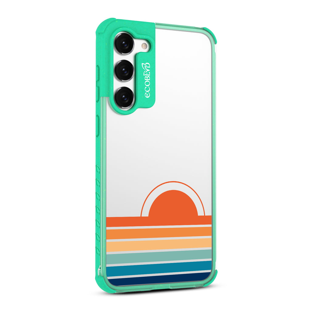Rise N’ Shine - Left-side View Of Green & Clear Eco-Friendly Galaxy S23 Case