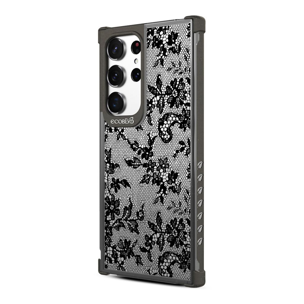 Lace Me Up - Right-side View Of Black & Clear Eco-Friendly Galaxy S23 Ultra Case
