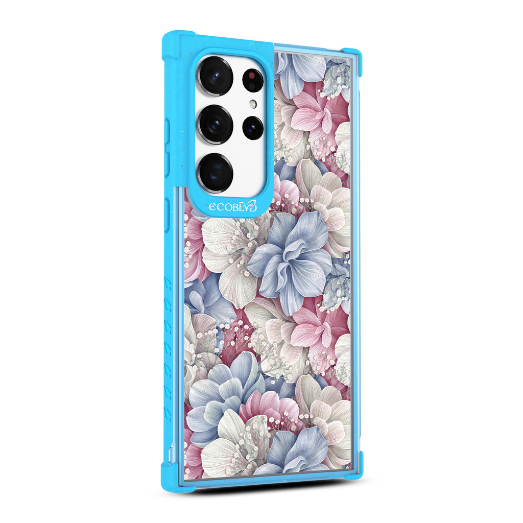 Petals & Pearls- Left-side View Of Blue & Clear Eco-Friendly Galaxy S23 Ultra Case