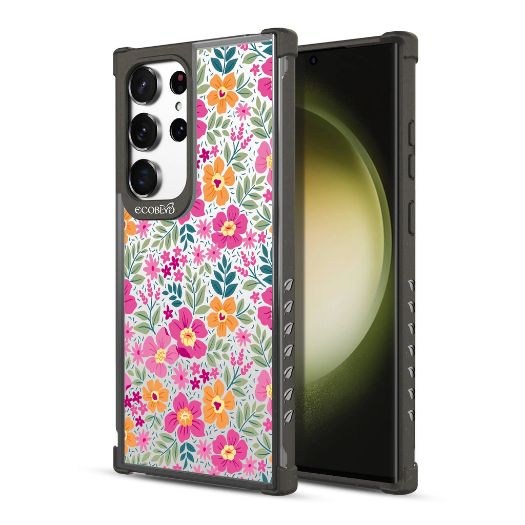 Wallflowers - Back View Of Black & Clear Eco-Friendly Galaxy S23 Ultra Case & A Front View Of The Screen