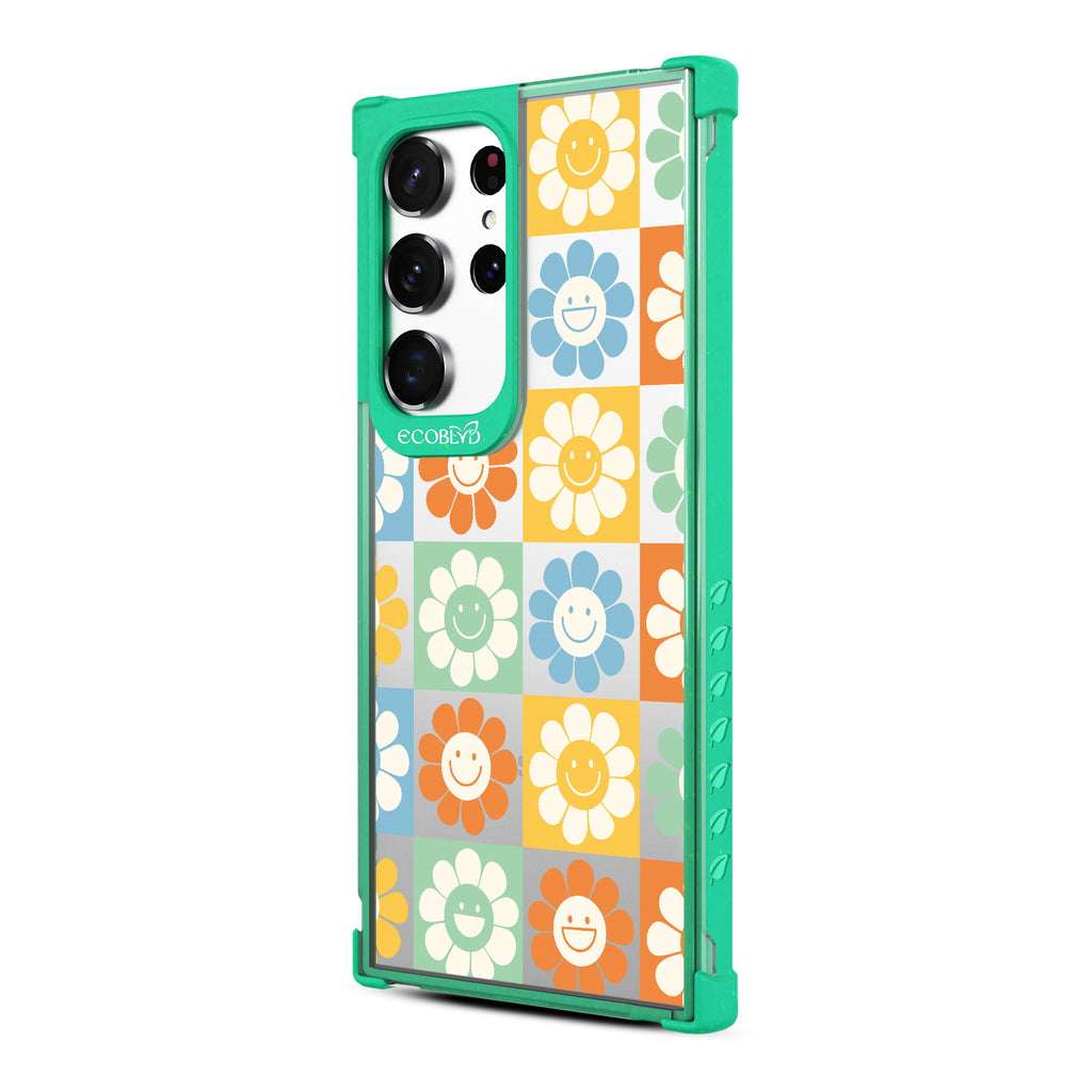 Flower Power - Right-side View Of Green & Clear Eco-Friendly Galaxy S23 Ultra Case