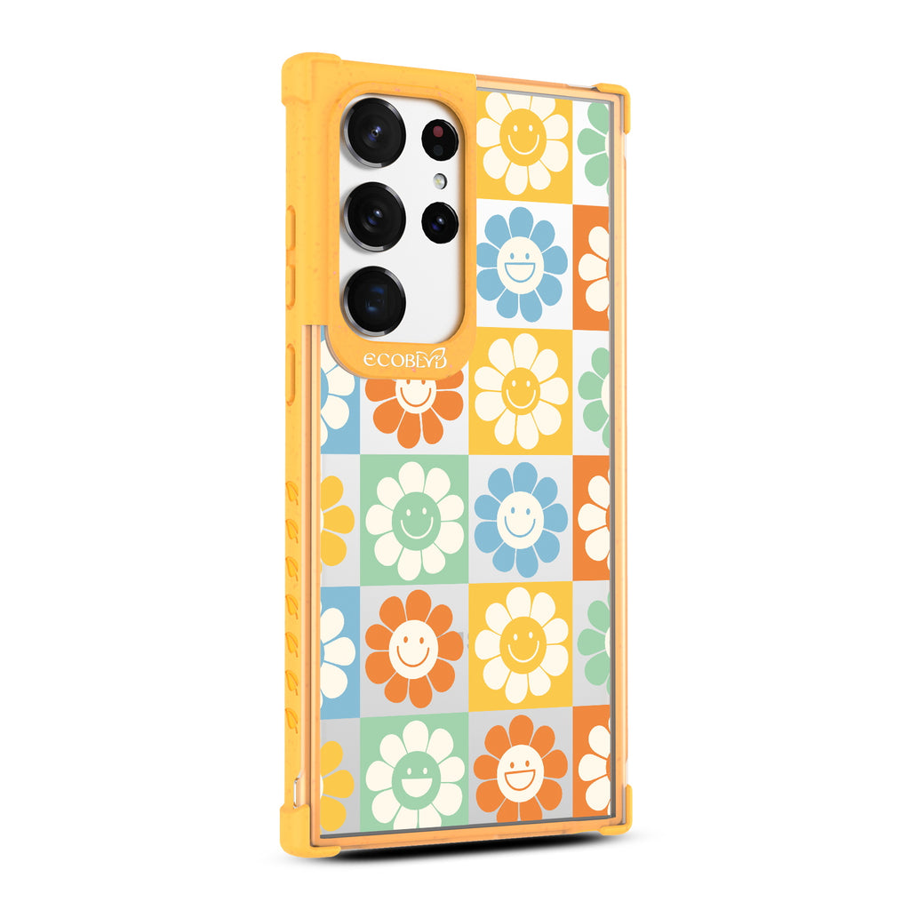 Flower Power - Left-side View Of Yellow & Clear Eco-Friendly Galaxy S23 Ultra Case