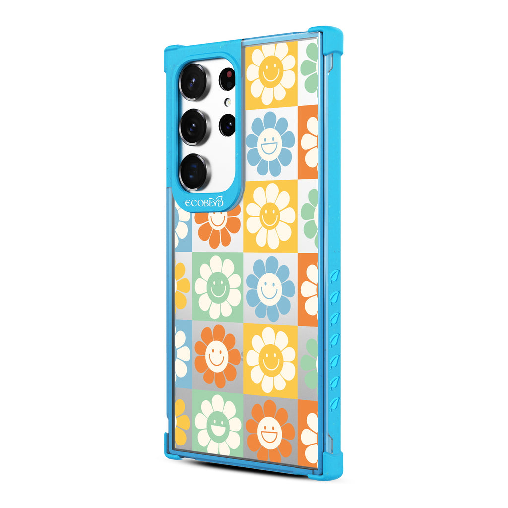 Flower Power - Right-side View Of Blue & Clear Eco-Friendly Galaxy S23 Ultra Case