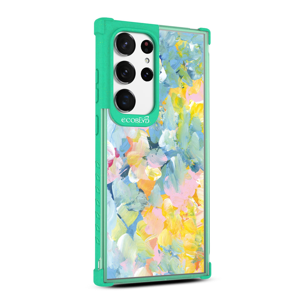 Spring Feeling  - Left-side View Of Green & Clear Eco-Friendly Galaxy S23 Ultra Case