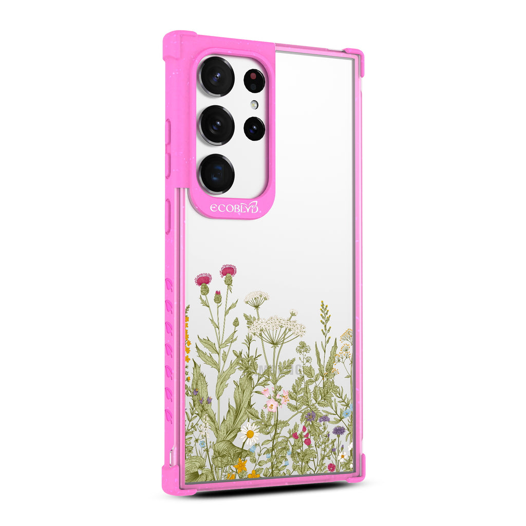Take Root - Left-side View Of Pink & Clear Eco-Friendly Galaxy S23 Ultra Case