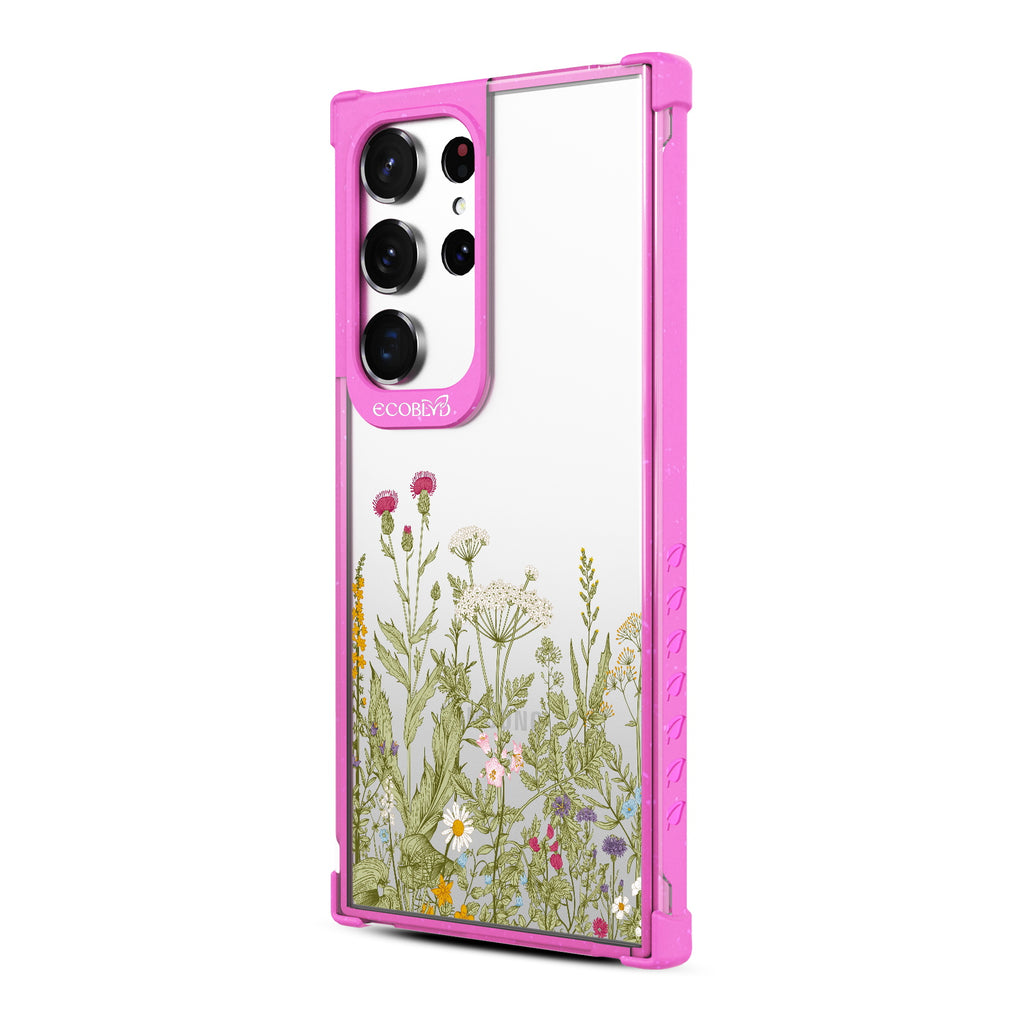 Take Root - Right-side View Of Pink & Clear Eco-Friendly Galaxy S23 Ultra Case