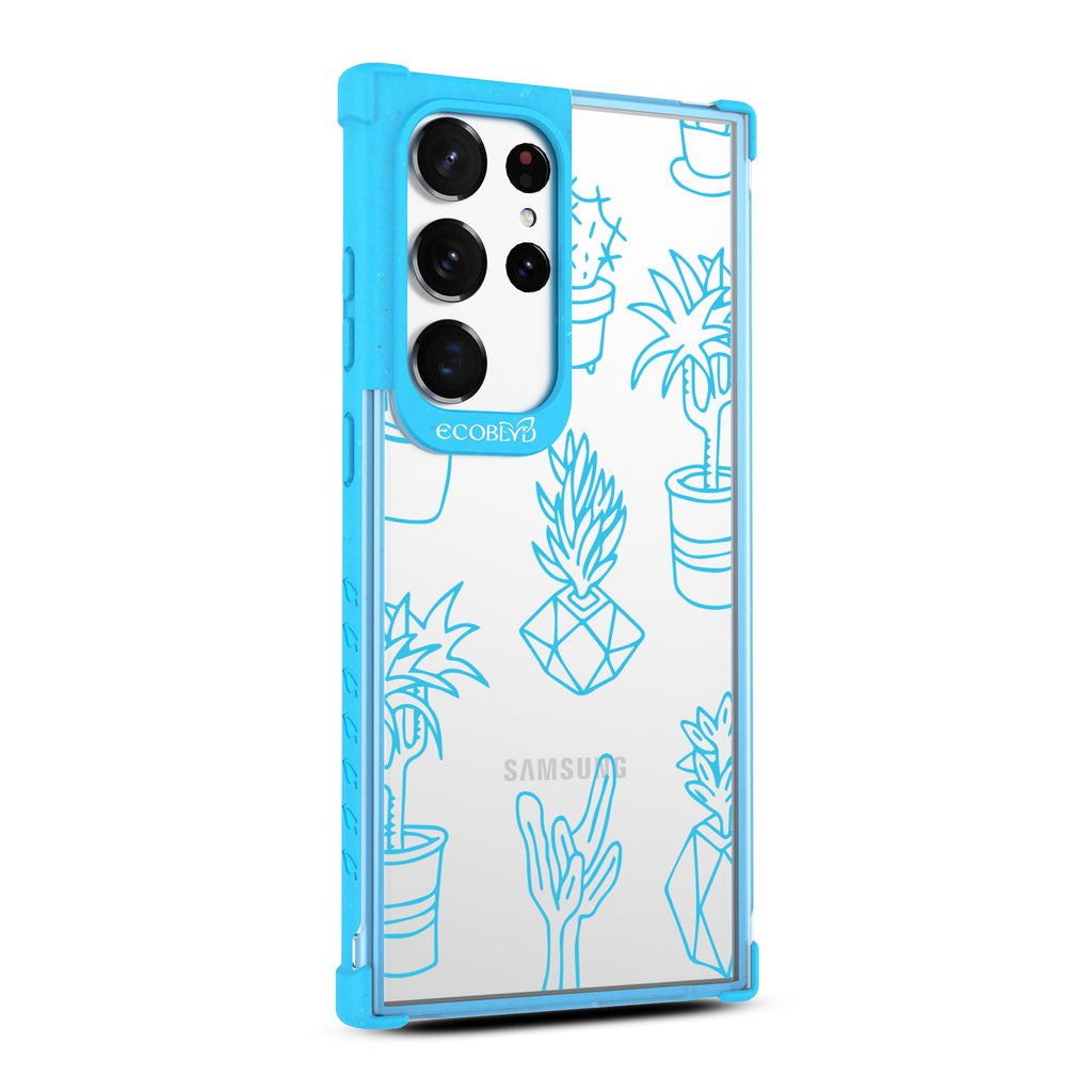 Succulent Garden  - Left-side View Of Blue & Clear Eco-Friendly Galaxy S23 Ultra Case